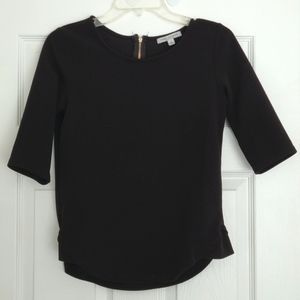 Green Envelope Shirt Half Sleeve Curved Hem Back Zip Black S